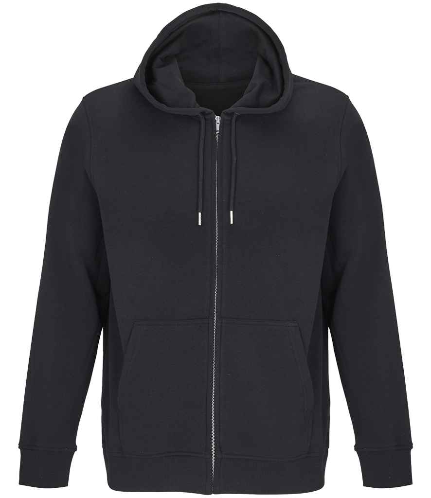 SOL'S Unisex Calipso Full Zip Hoodie in Black, front view