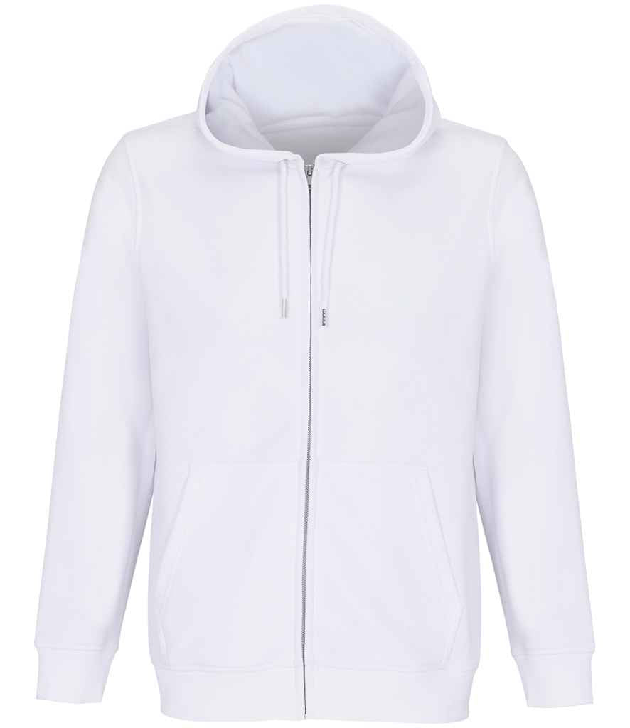 SOL'S Unisex Calipso Full Zip Hoodie in White, front view