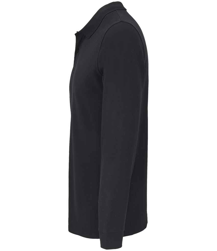 SOL'S Unisex Planet Organic Long Sleeve Piqué Polo Shirt in Black, side view
