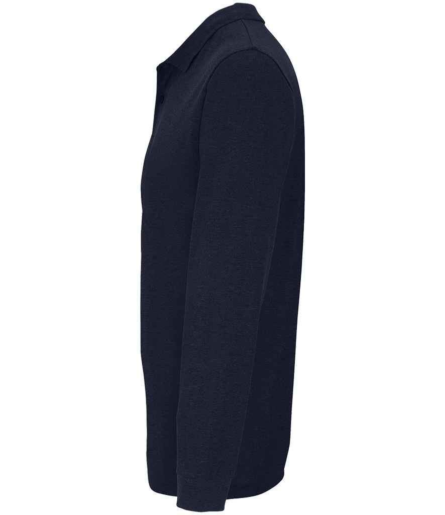 SOL'S Unisex Planet Organic Long Sleeve Piqué Polo Shirt in French Navy, side view
