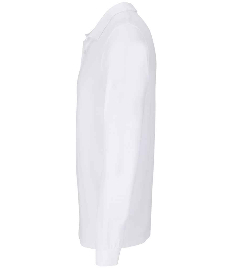 SOL'S Unisex Planet Organic Long Sleeve Piqué Polo Shirt in White, side view