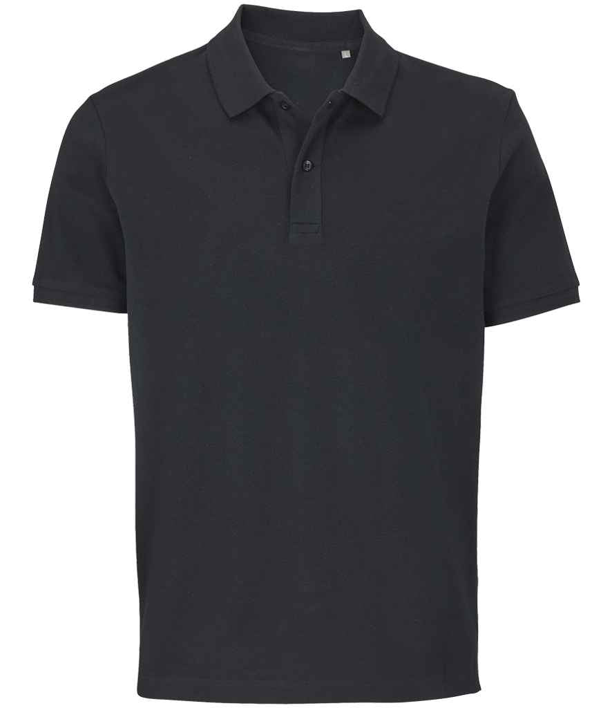 SOL'S Unisex Pegase Piqué Polo Shirt in Black, front view