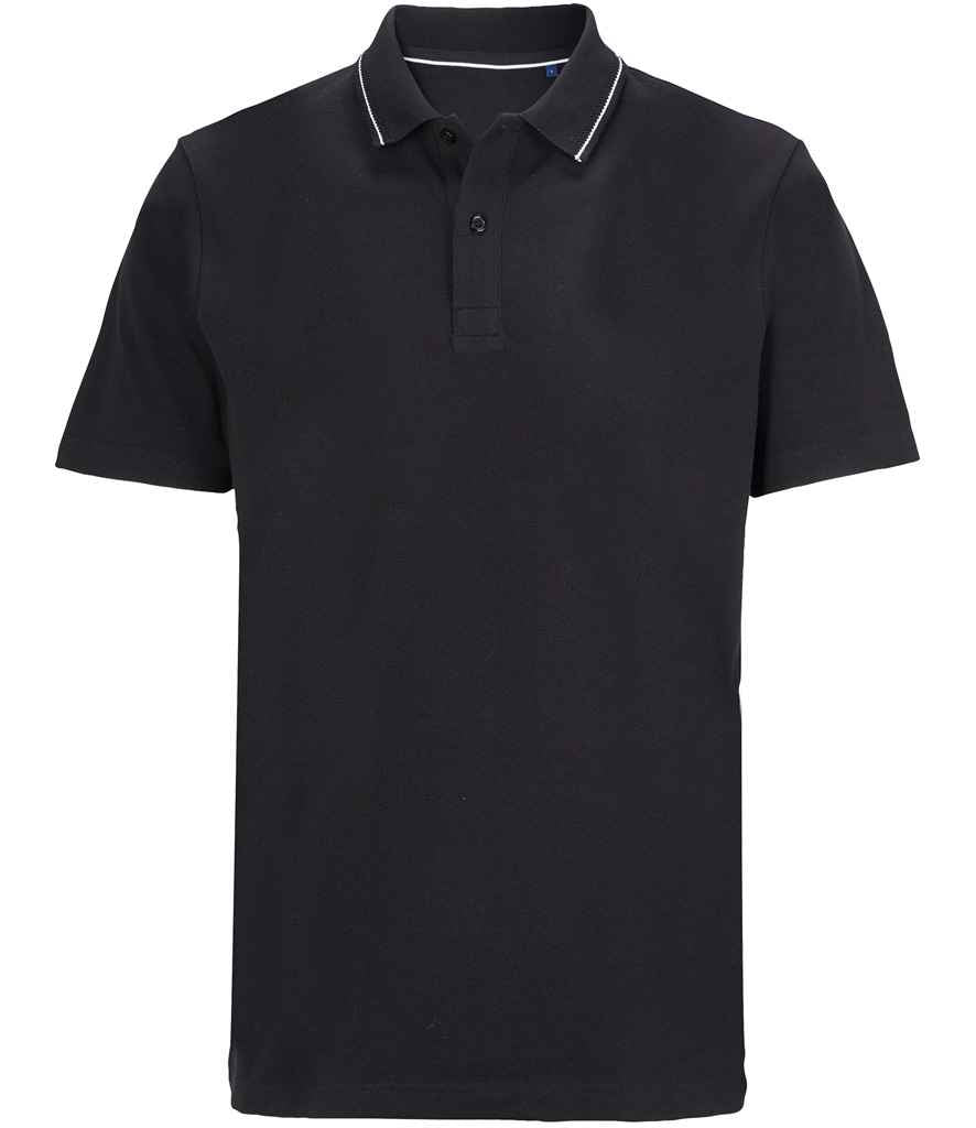 NEOBLU Unisex Orel Piqué Polo Shirt in Deep Black, front view