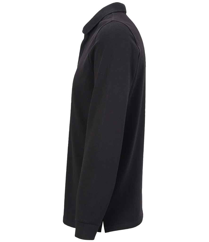 NEOBLU Owen Long Sleeve Piqué Polo Shirt in Deep Black, side view