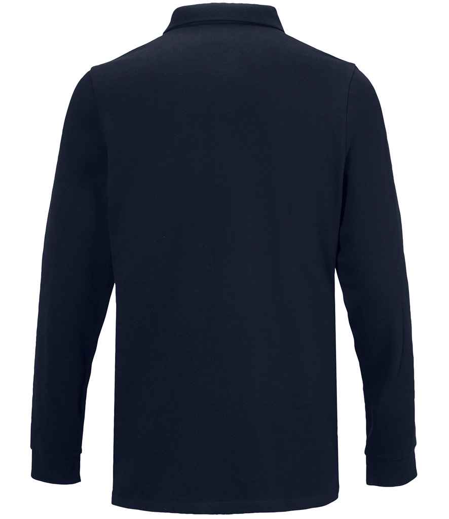 NEOBLU Owen Long Sleeve Piqué Polo Shirt in Night Blue, back view