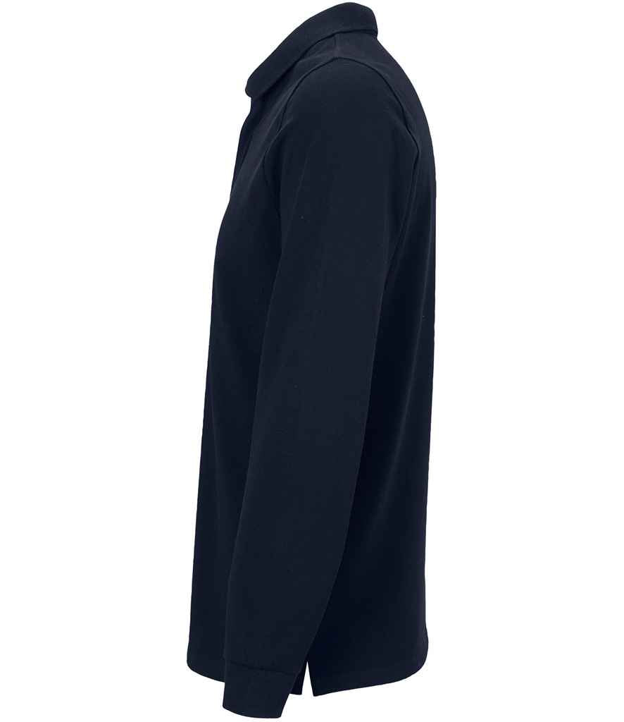 NEOBLU Owen Long Sleeve Piqué Polo Shirt in Night Blue, side view