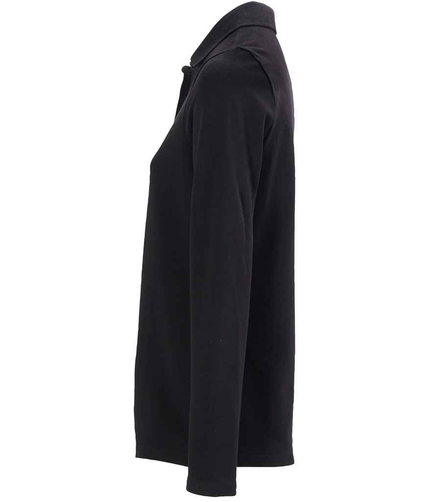 NEOBLU Ladies Owen Long Sleeve Piqué Polo Shirt in Deep Black, side view