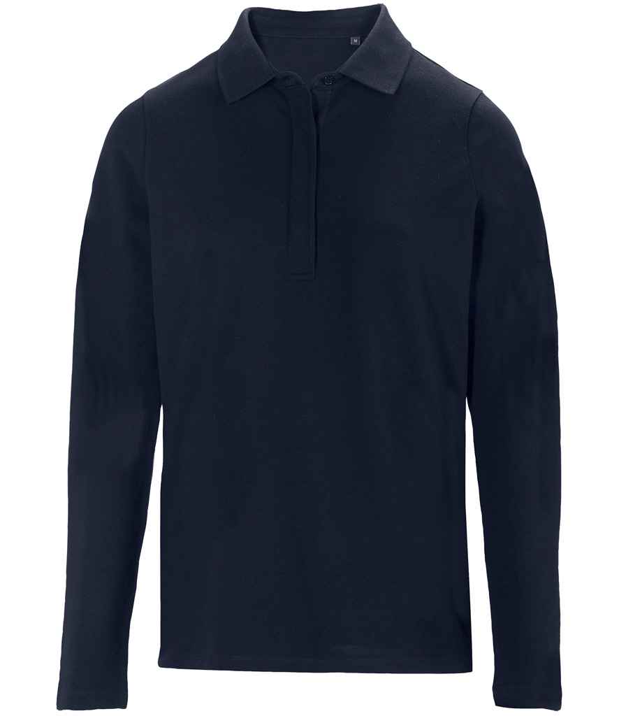 NEOBLU Ladies Owen Long Sleeve Piqué Polo Shirt in Night Blue, front view