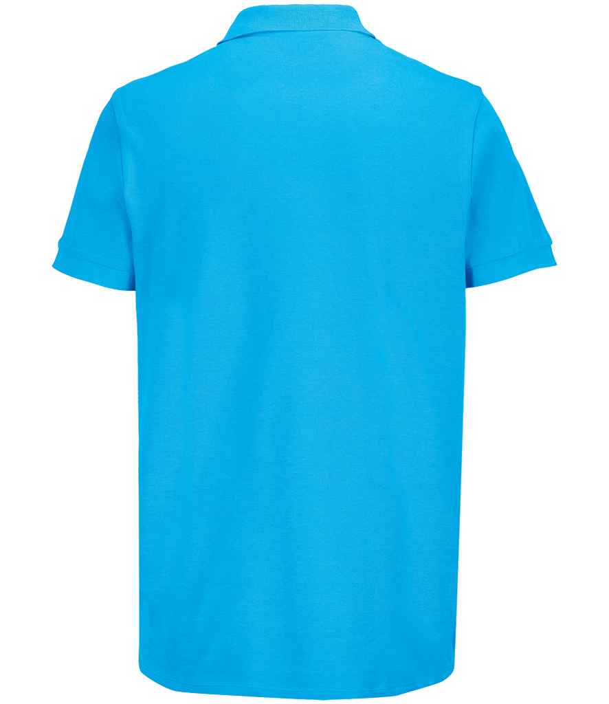 SOL'S Unisex Pacific Twin Piqué Polo Shirt in Aqua, back view