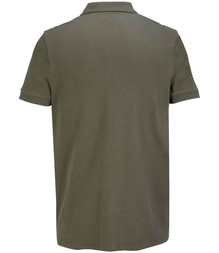 SOL'S Unisex Pacific Twin Piqué Polo Shirt in Army, back view