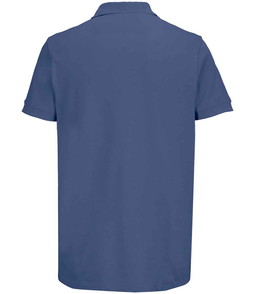 SOL'S Unisex Pacific Twin Piqué Polo Shirt in Denim, back view