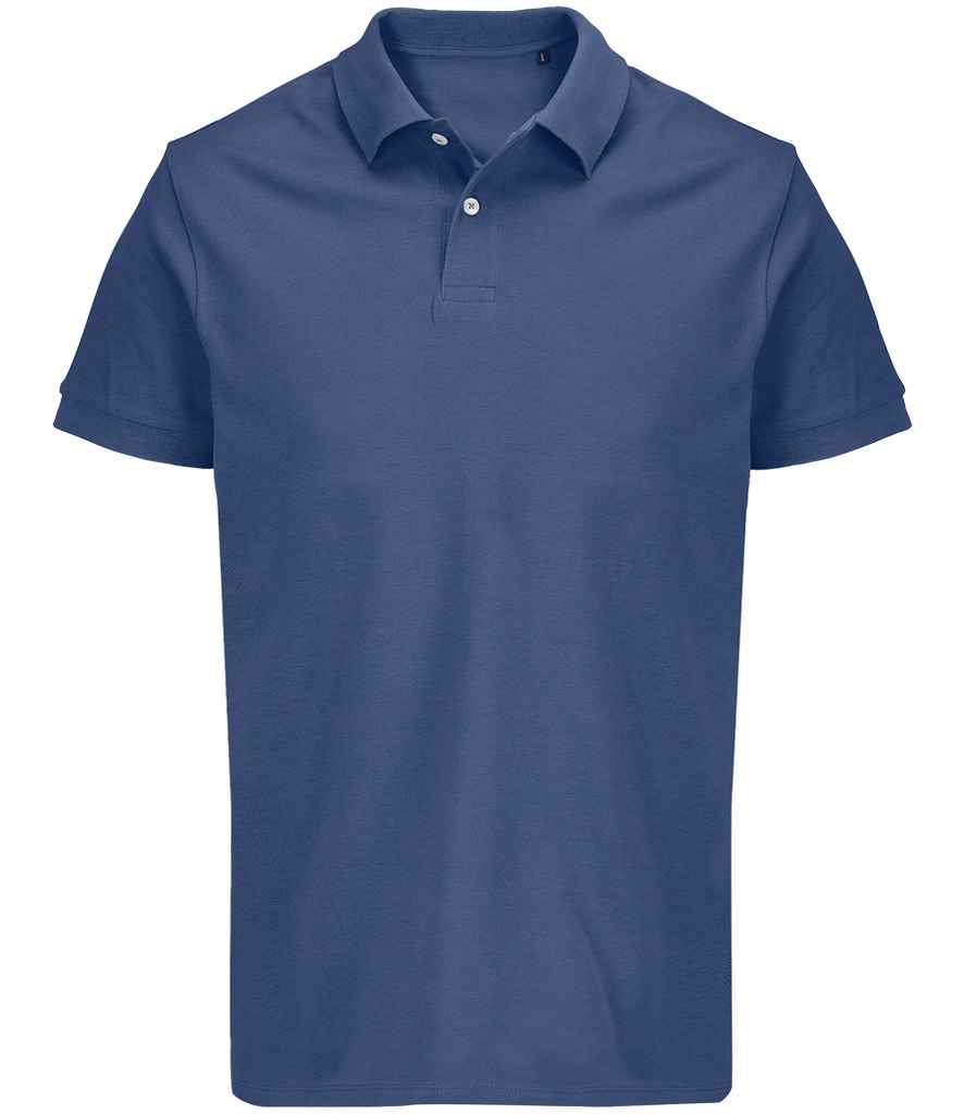 SOL'S Unisex Pacific Twin Piqué Polo Shirt in Denim, front view
