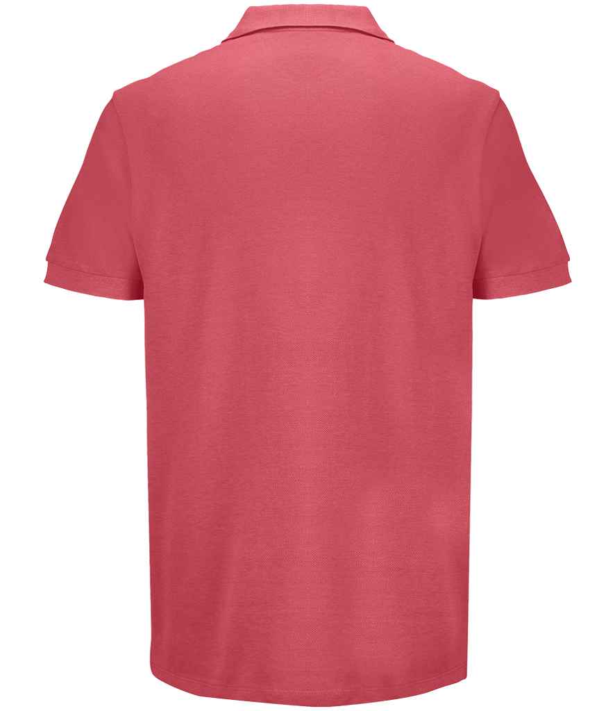 SOL'S Unisex Pacific Twin Piqué Polo Shirt in Folk Pink, back view