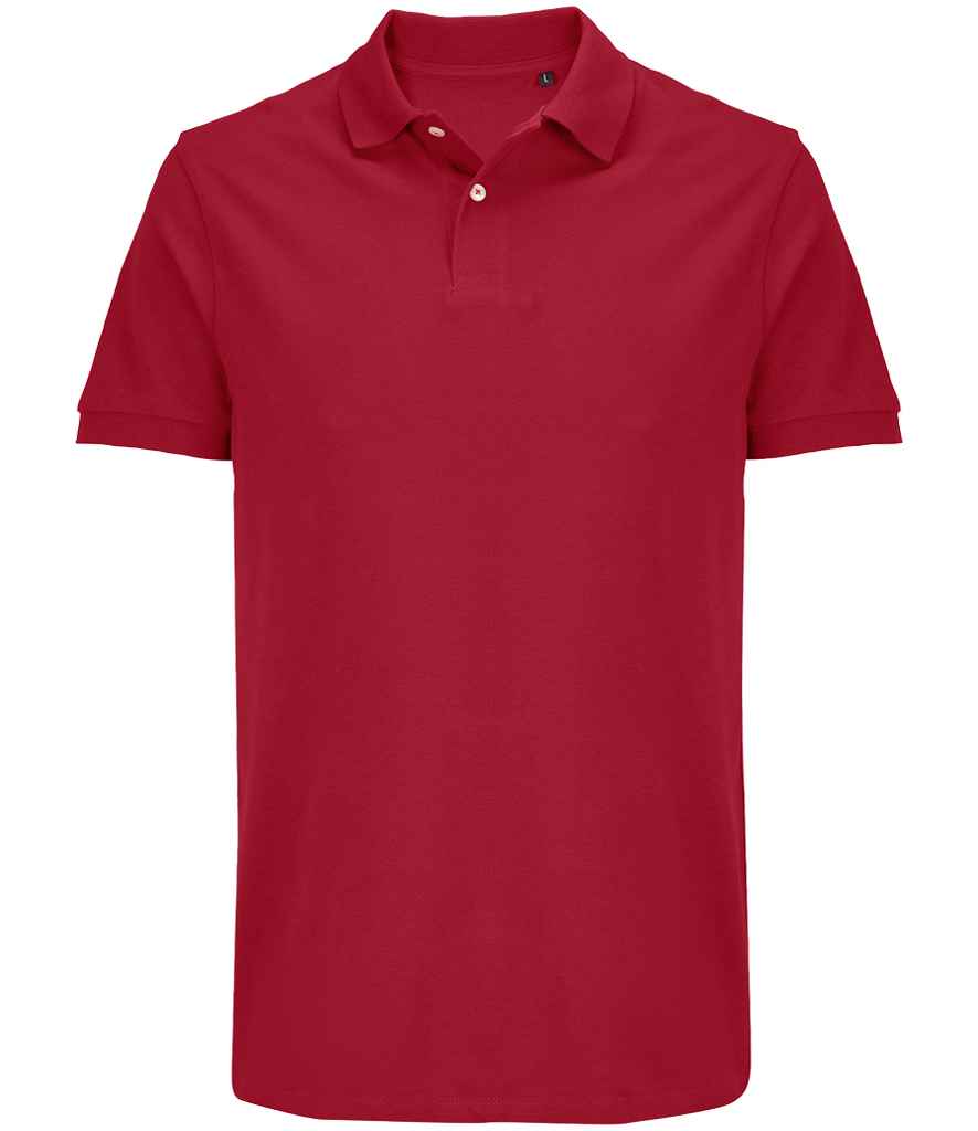 SOL'S Unisex Pacific Twin Piqué Polo Shirt in Folk Red, front view