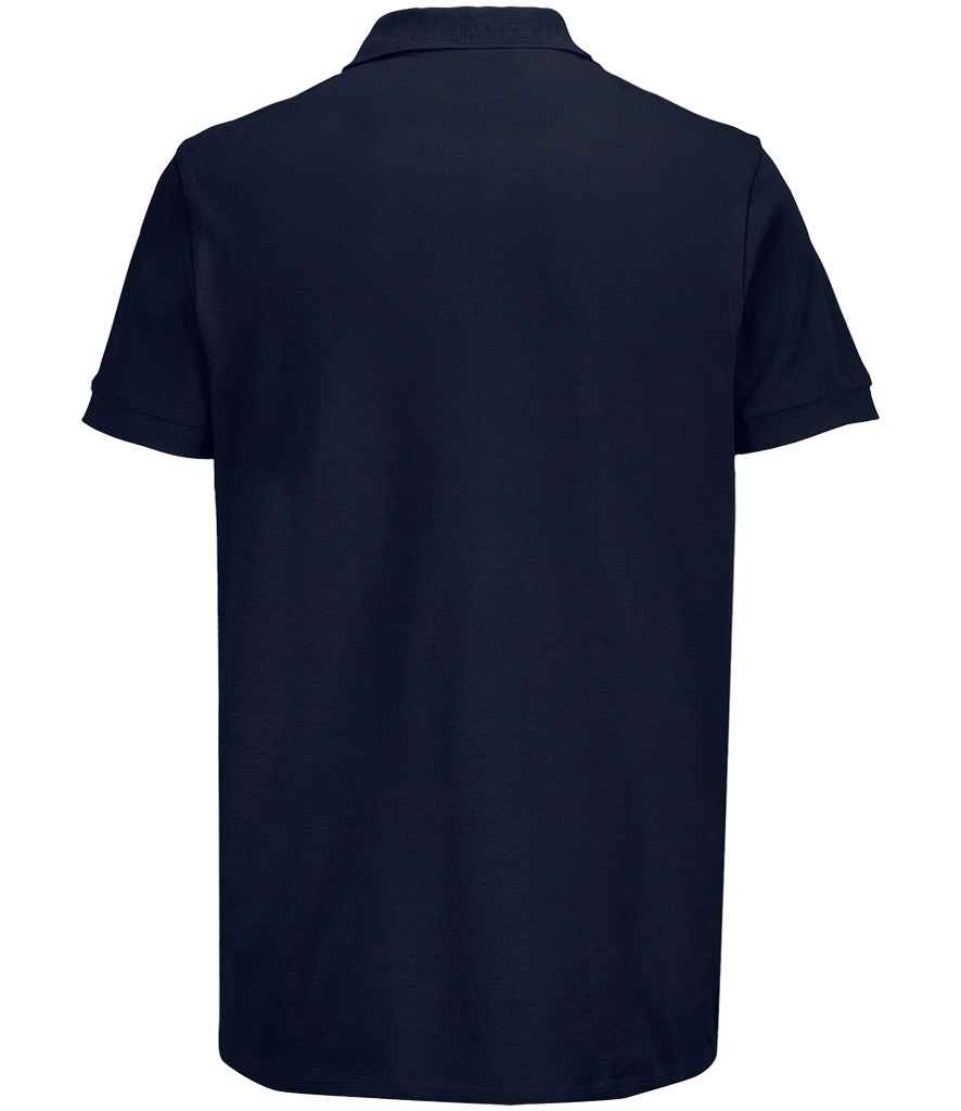 SOL'S Unisex Pacific Twin Piqué Polo Shirt in French Navy, back view