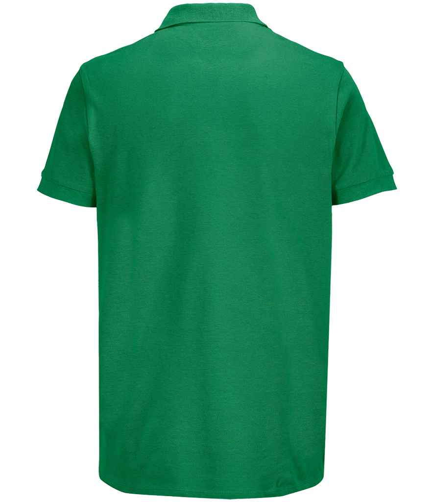 SOL'S Unisex Pacific Twin Piqué Polo Shirt in Kelly Green, back view