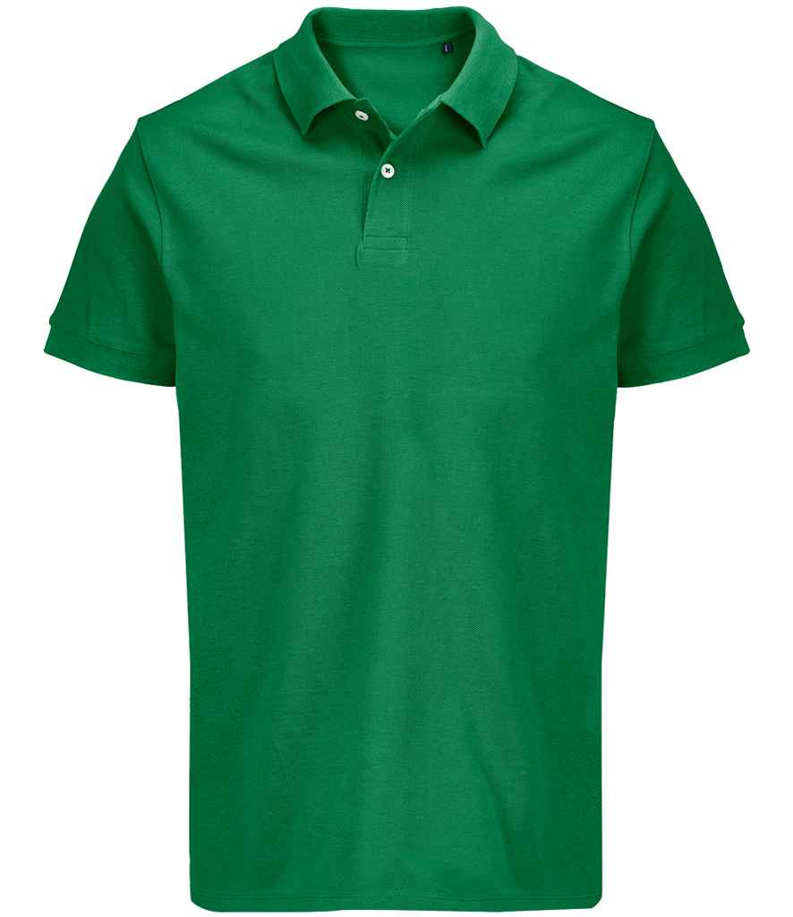 SOL'S Unisex Pacific Twin Piqué Polo Shirt in Kelly Green, front view