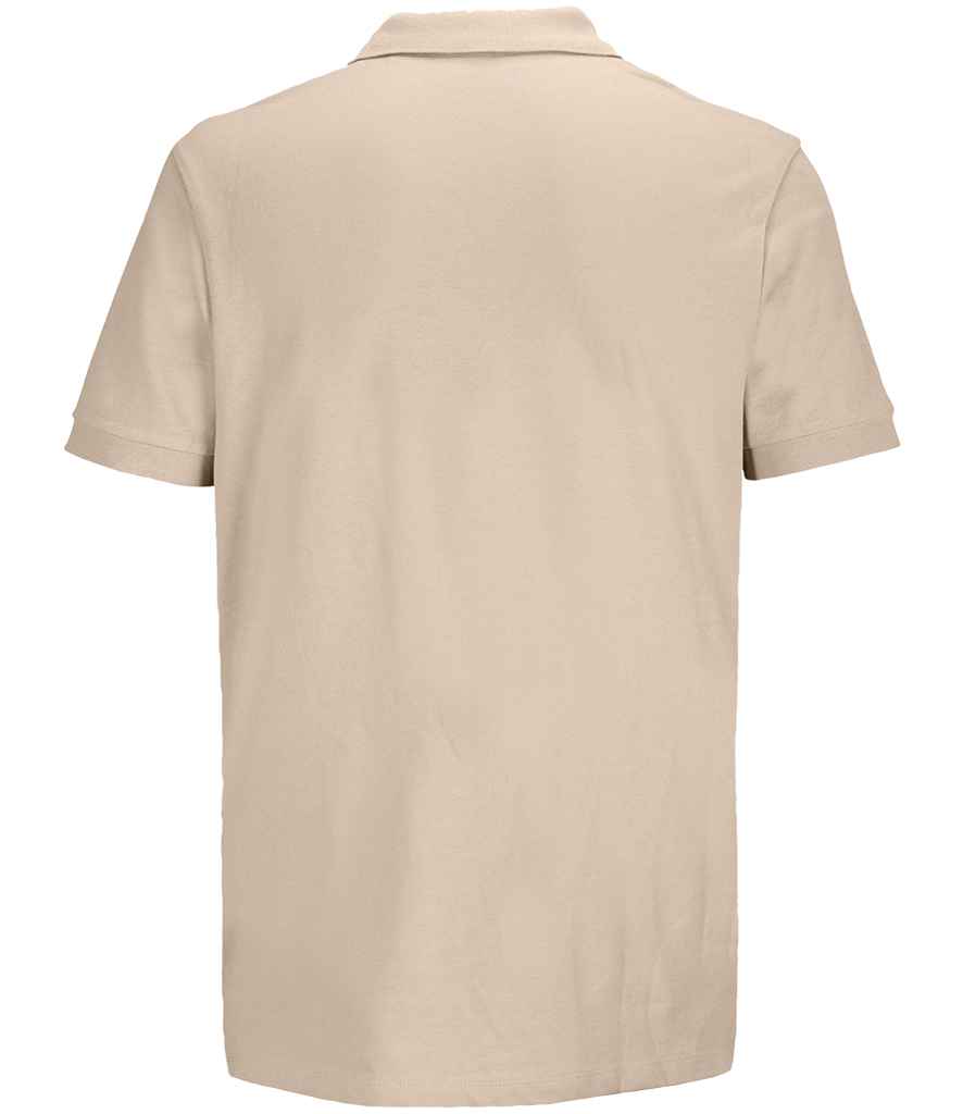 SOL'S Unisex Pacific Twin Piqué Polo Shirt in Linen, back view