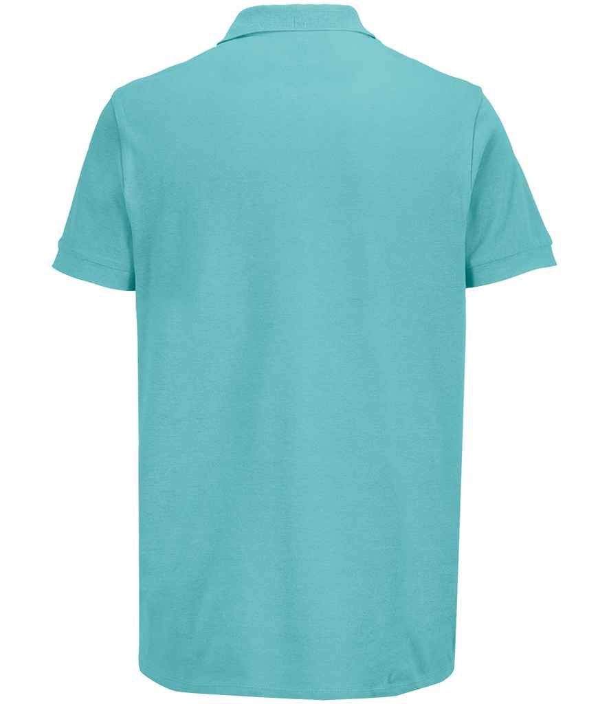SOL'S Unisex Pacific Twin Piqué Polo Shirt in Pool Blue, back view