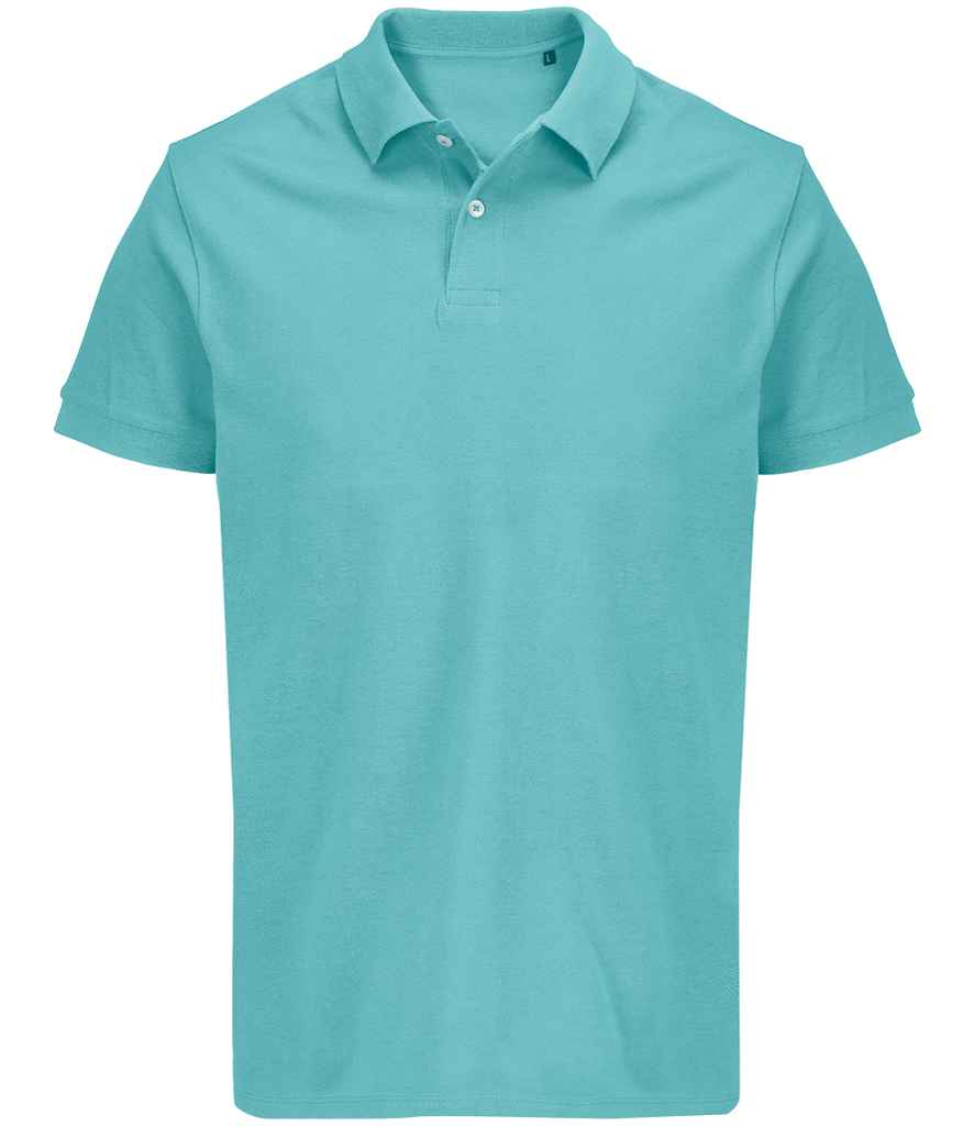 SOL'S Unisex Pacific Twin Piqué Polo Shirt in Pool Blue, front view