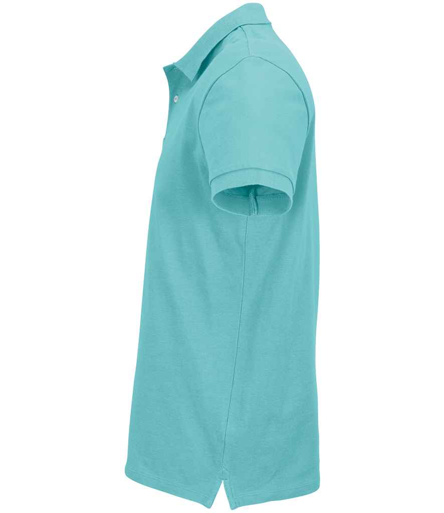 SOL'S Unisex Pacific Twin Piqué Polo Shirt in Pool Blue, side view