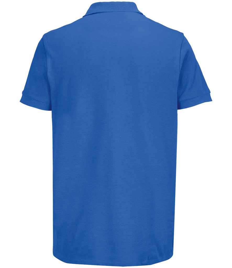 SOL'S Unisex Pacific Twin Piqué Polo Shirt in Royal Blue, back view