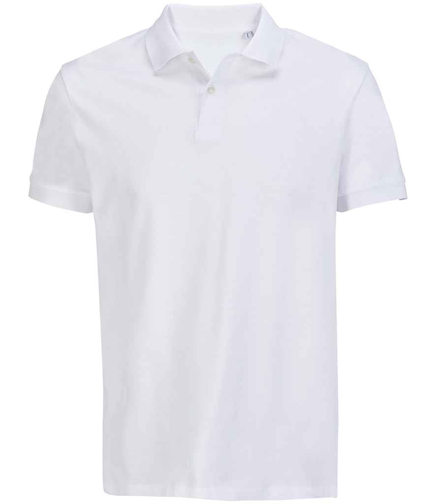 SOL'S Unisex Pacific Twin Piqué Polo Shirt in White, front view