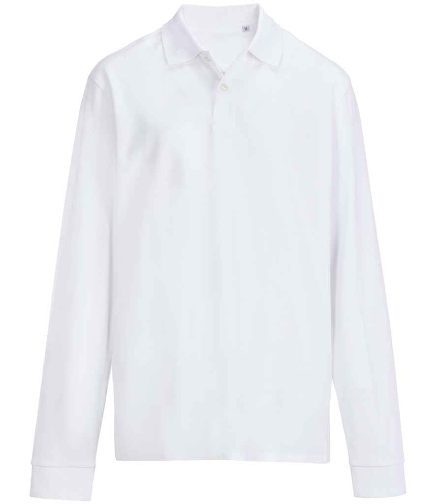 SOL'S Unisex Pacific Long Sleeve Piqué Polo Shirt in White, front view