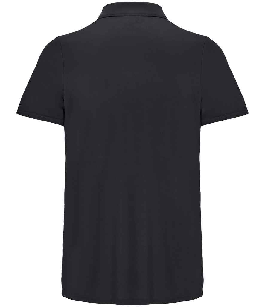 SOL'S Unisex Pitcher Recycled Polyester Piqué Polo Shirt in Black, back view