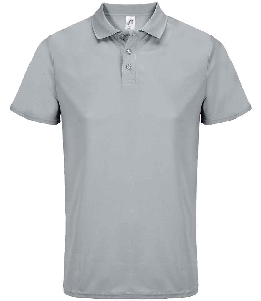 SOL'S Unisex Pitcher Recycled Polyester Piqué Polo Shirt in Pure Grey, front view