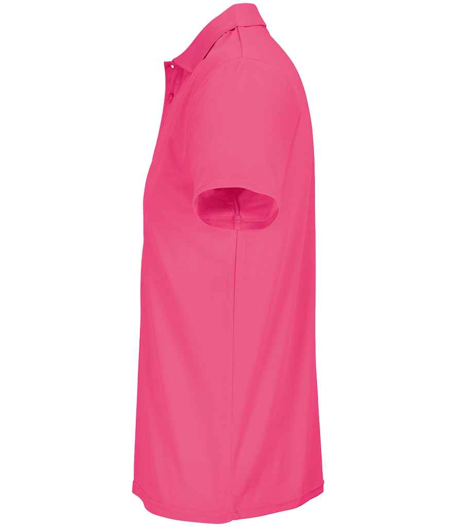 SOL'S Unisex Pitcher Recycled Polyester Piqué Polo Shirt in Ribbon Pink, side view