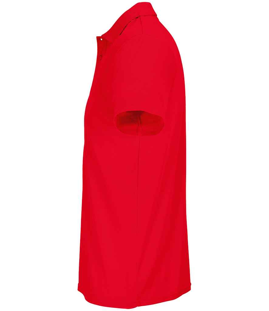 SOL'S Unisex Pitcher Recycled Polyester Piqué Polo Shirt in Red, side view