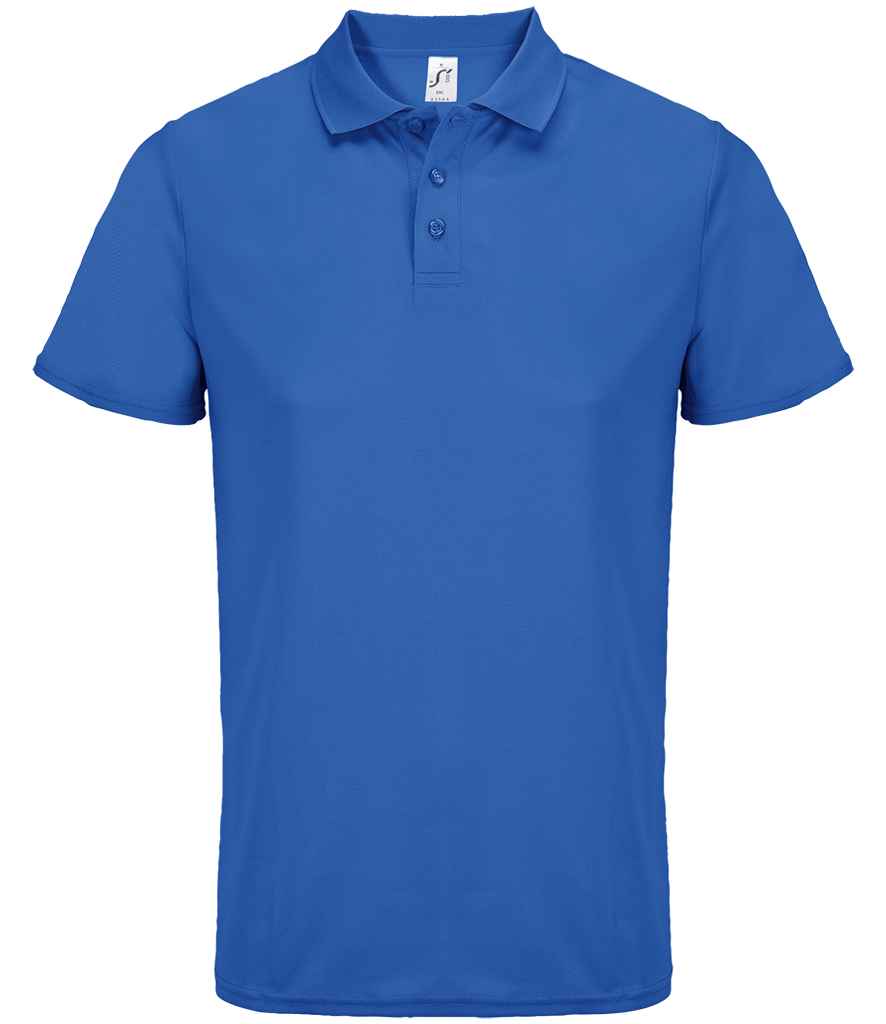 SOL'S Unisex Pitcher Recycled Polyester Piqué Polo Shirt in Royal Blue, front view