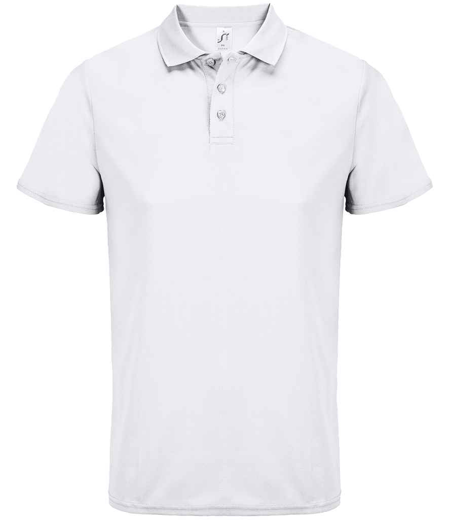 SOL'S Unisex Pitcher Recycled Polyester Piqué Polo Shirt in White, front view