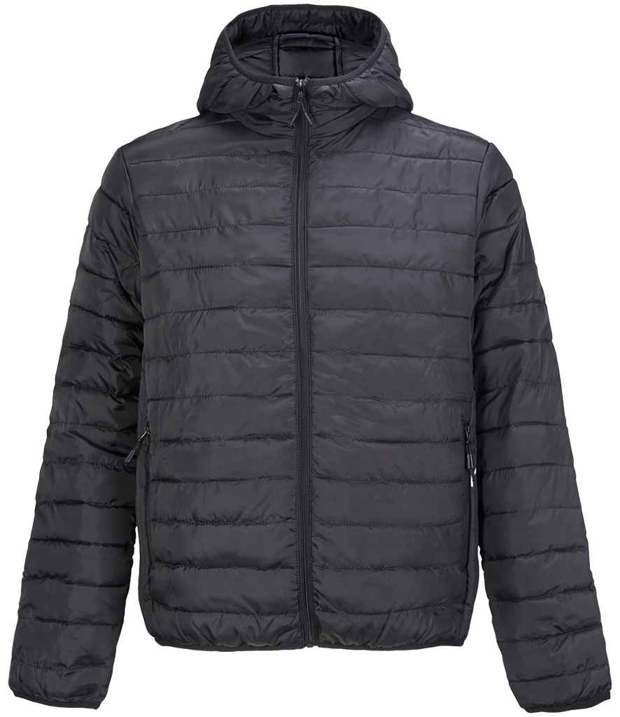 SOL'S Stream Hooded Jacket in Black, front view