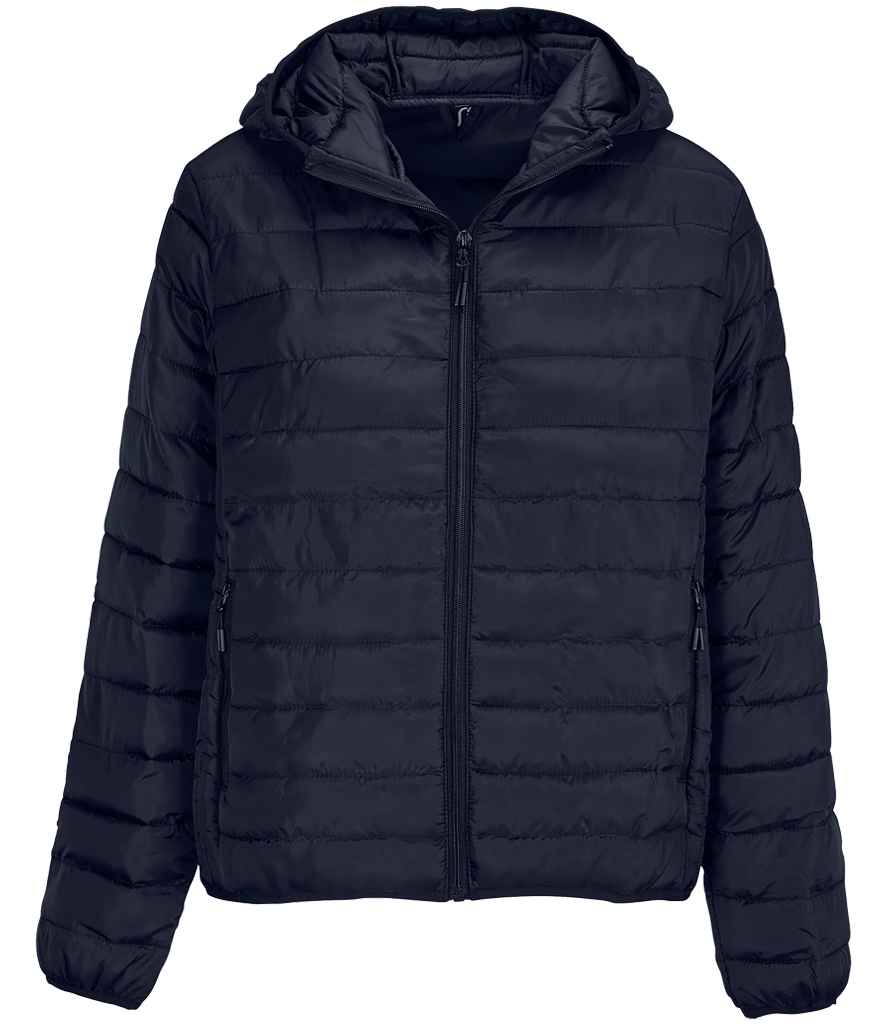 SOL'S Ladies Stream Hooded Jacket in French Navy, front view