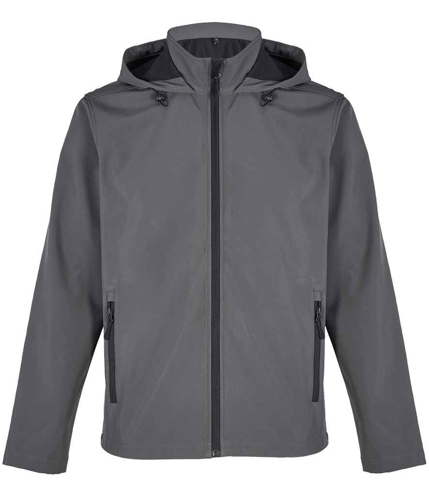 SOL'S Race Hooded Soft Shell Jacket in Charcoal, front view