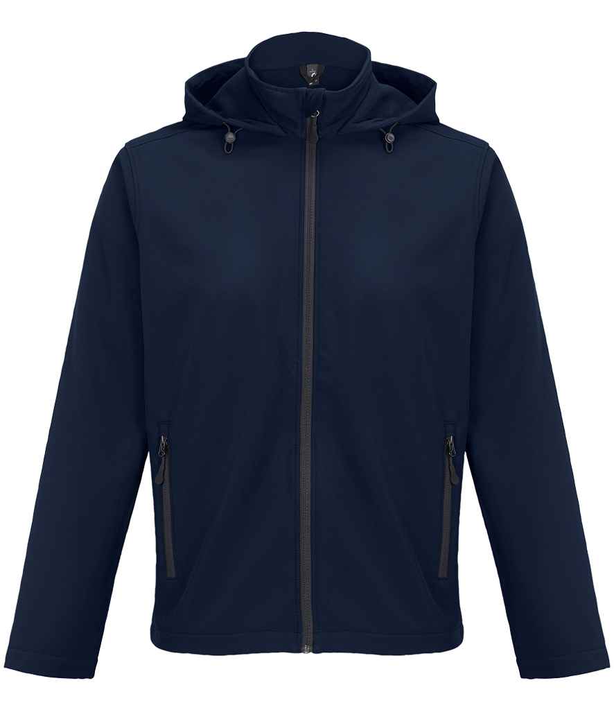 SOL'S Race Hooded Soft Shell Jacket in French Navy, front view