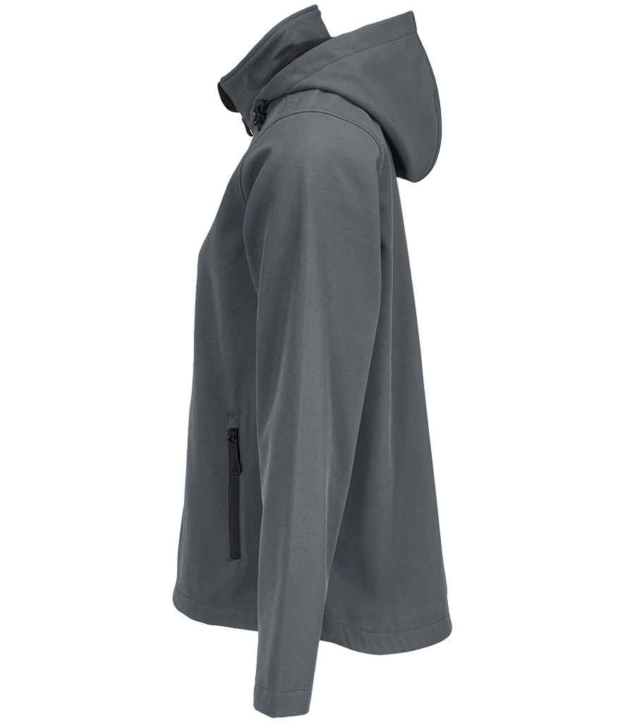 SOL'S Ladies Race Hooded Soft Shell Jacket in Charcoal, side view