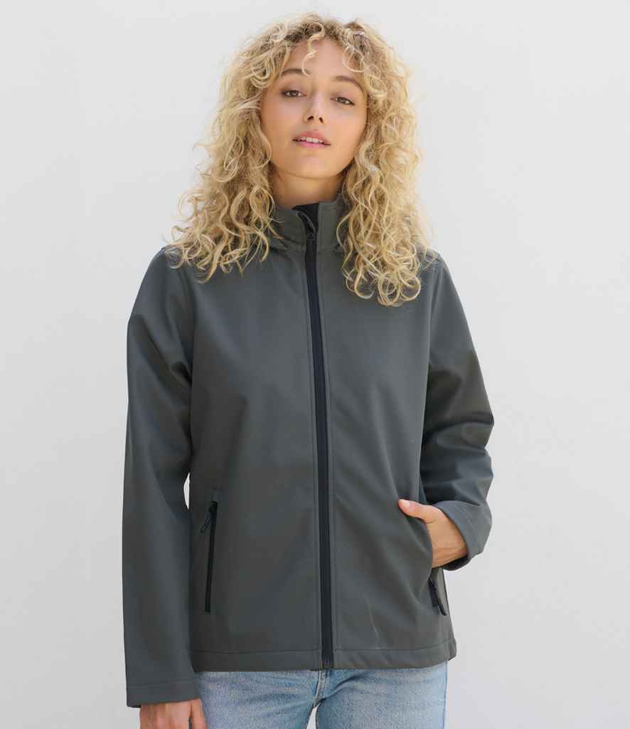 SOL'S Ladies Race Hooded Soft Shell Jacket in Charcoal