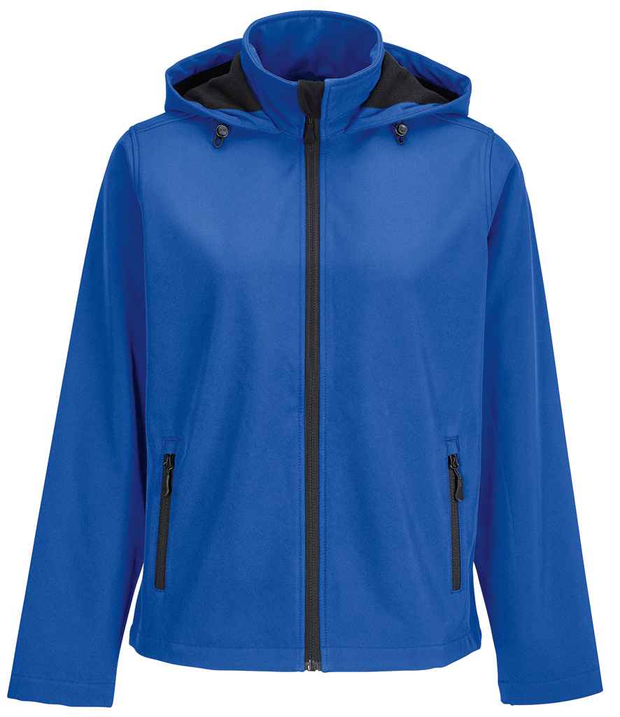 SOL'S Ladies Race Hooded Soft Shell Jacket in Royal Blue, front view
