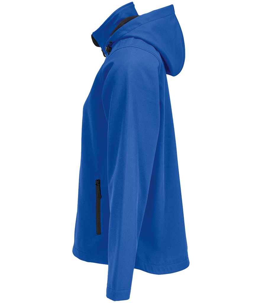 SOL'S Ladies Race Hooded Soft Shell Jacket in Royal Blue, side view