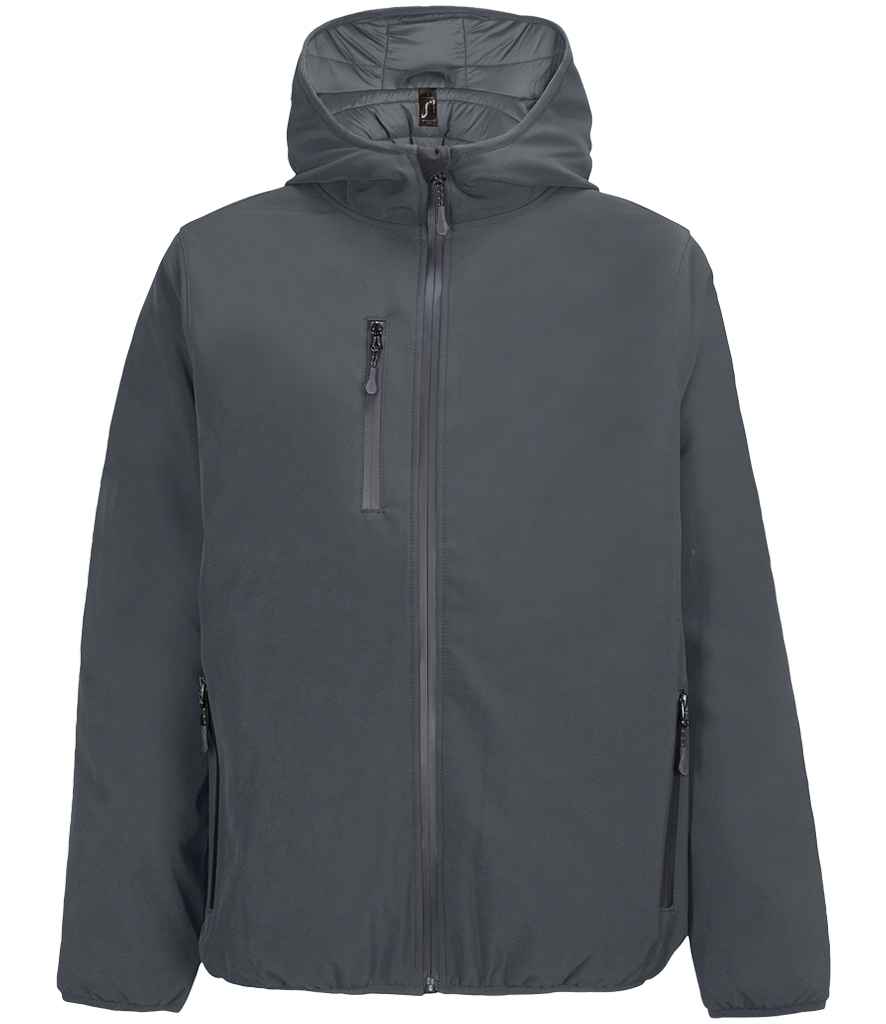 SOL'S Falcon Padded Soft Shell Jacket in Charcoal, front view
