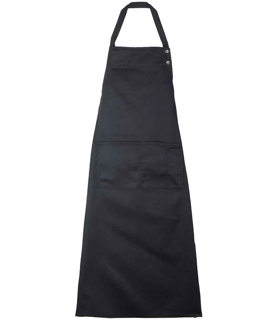 NEOBLU Edgar Poly/Cotton Bib Apron in Deep Black, front view