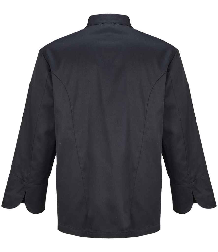 NEOBLU Long Sleeve Chef's Jacket in Deep Black, back view