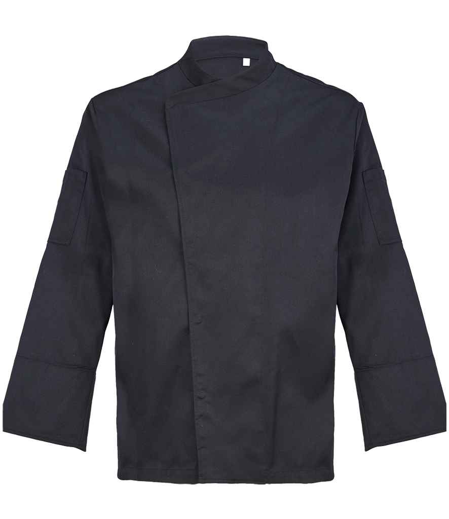 NEOBLU Long Sleeve Chef's Jacket in Deep Black, front view