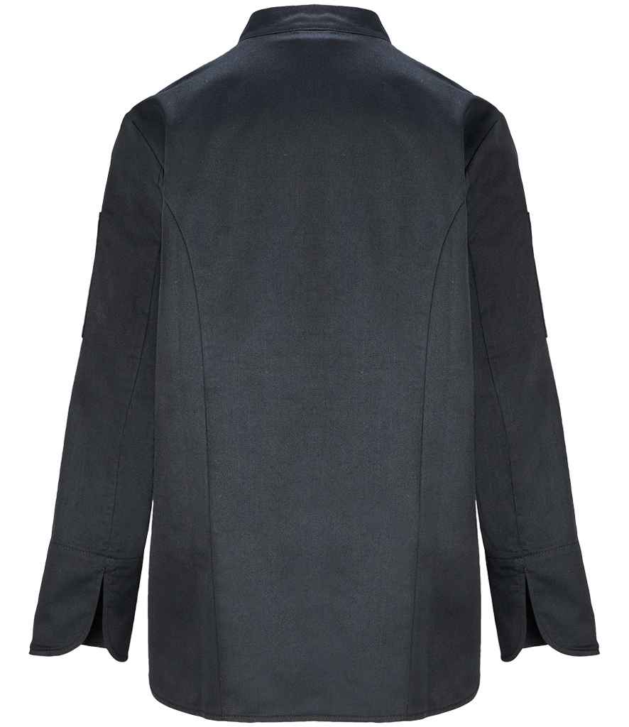 NEOBLU Ladies Long Sleeve Chef's Jacket in Deep Black, back view