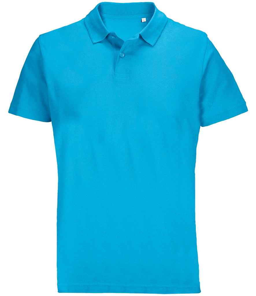 SOL'S Unisex Pulse Twin Piqué Polo Shirt in Aqua, front view