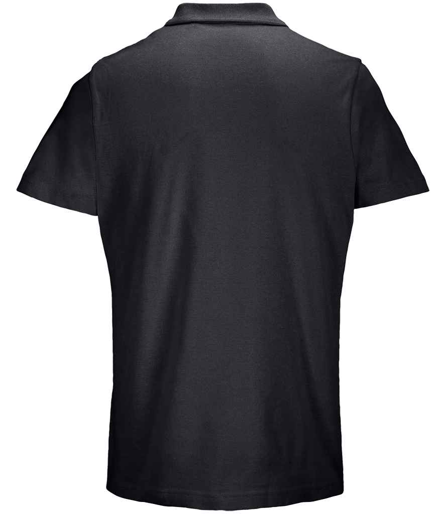 SOL'S Unisex Pulse Twin Piqué Polo Shirt in Black, back view