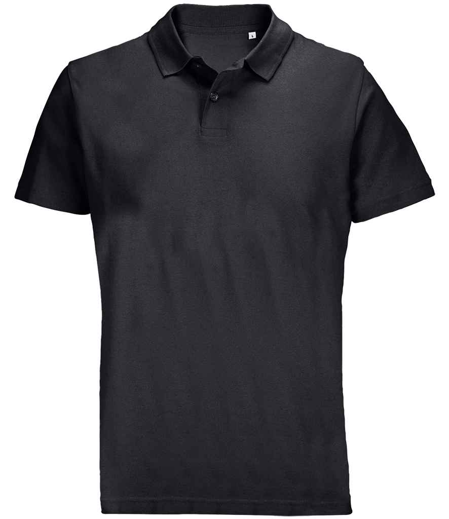 SOL'S Unisex Pulse Twin Piqué Polo Shirt in Black, front view